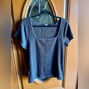 Old Navy Black Textured Scoop Neck Short Sleeve Top Size XL TALL Womens